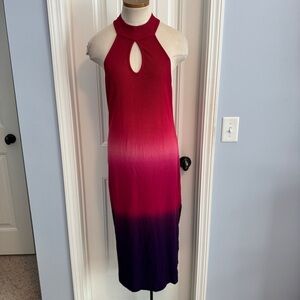 New YFB Young Fabulous Broke Large Kayla Midi Dress ~ Ombre Bodycon Halter